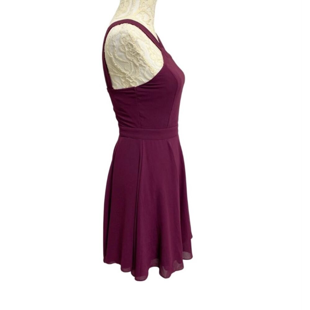 Lulus Forevermore Dress Womens XS Burgundy Halter Skater NWT Chiffon Party Prom - Picture 4 of 11